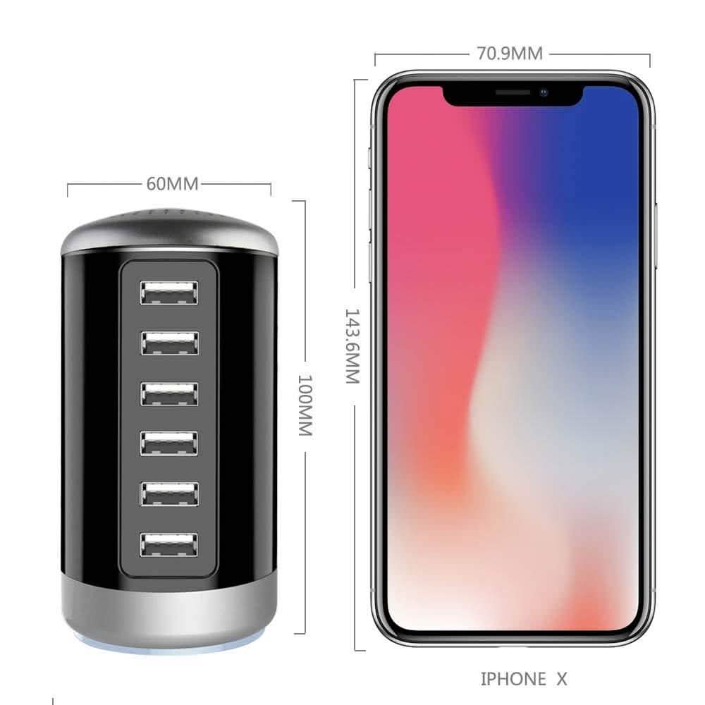 6-Port 30W USB Charging Tower — Smart Charge for Phones & Tablets