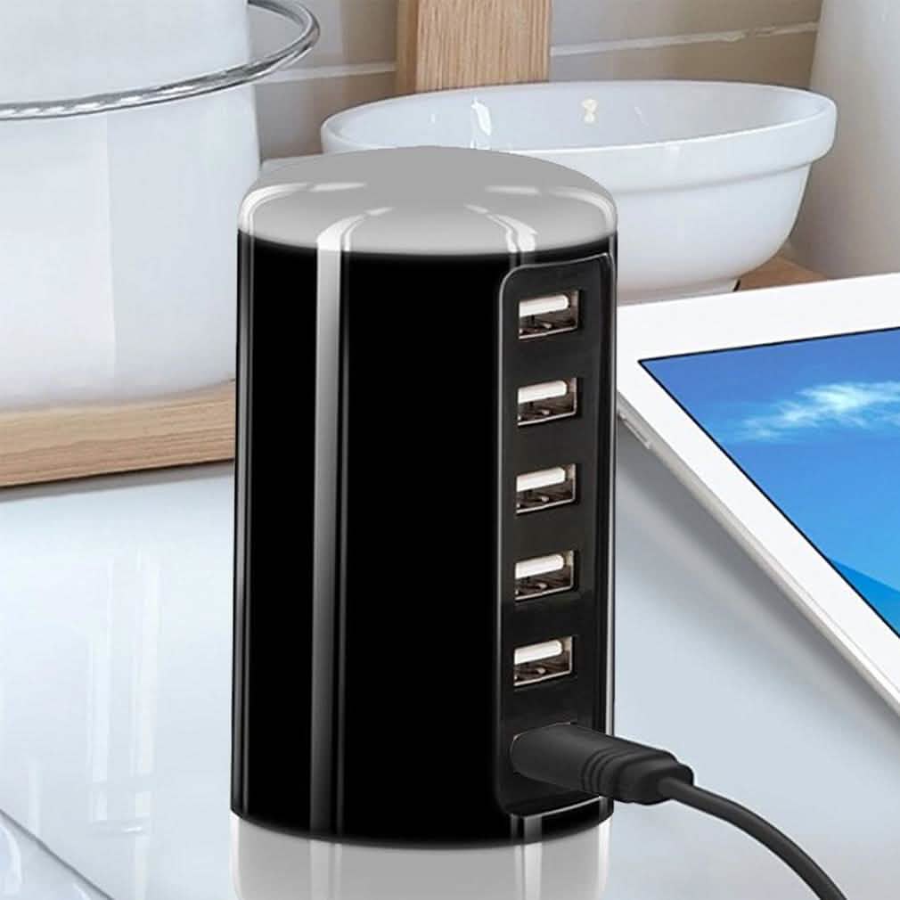 6-Port 30W USB Charging Tower — Smart Charge for Phones & Tablets
