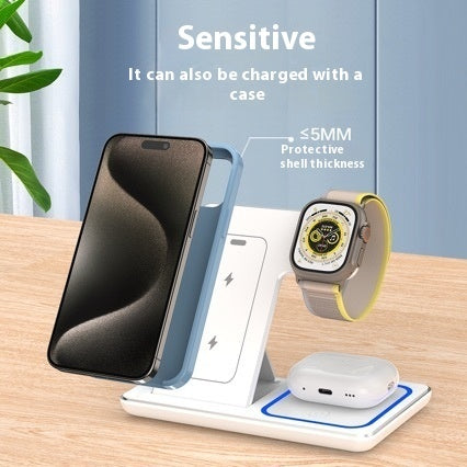 3-in-1 Foldable Wireless Charging Station — 15W Fast Charge for iPhone, Watch & AirPods