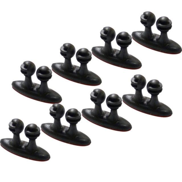 8-Pack Self-Adhesive Cord Clips | Cable Wire Organizer for Car, Home & Office (Black & White)