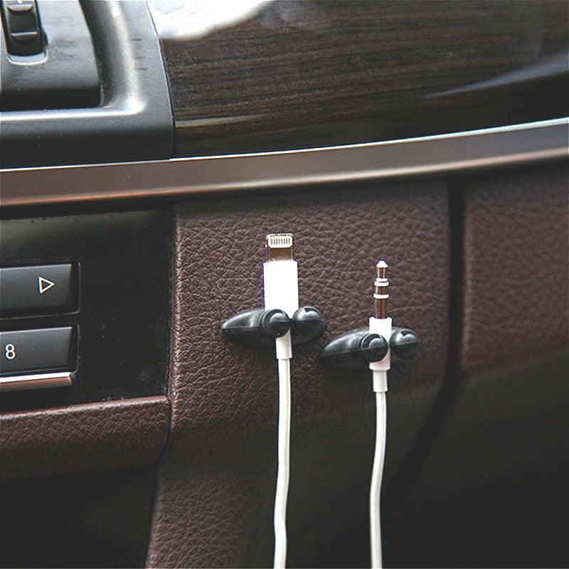 8-Pack Self-Adhesive Cord Clips | Cable Wire Organizer for Car, Home & Office (Black & White)
