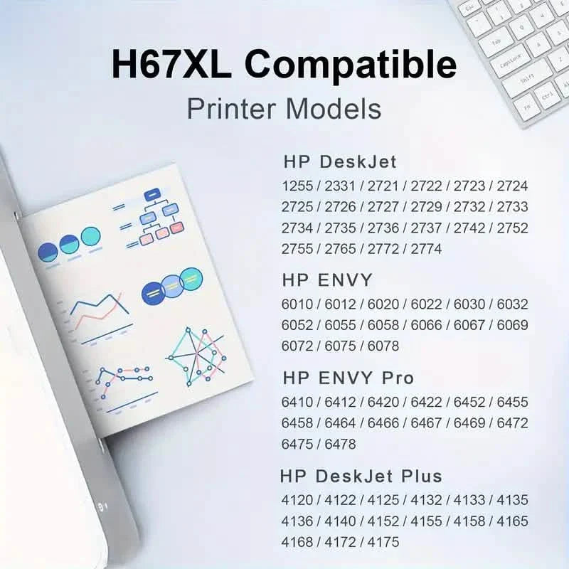 HP 67XL High-Yield Ink Cartridges — Compatible with DeskJet 2732, 2755 & Envy 6055, 6075