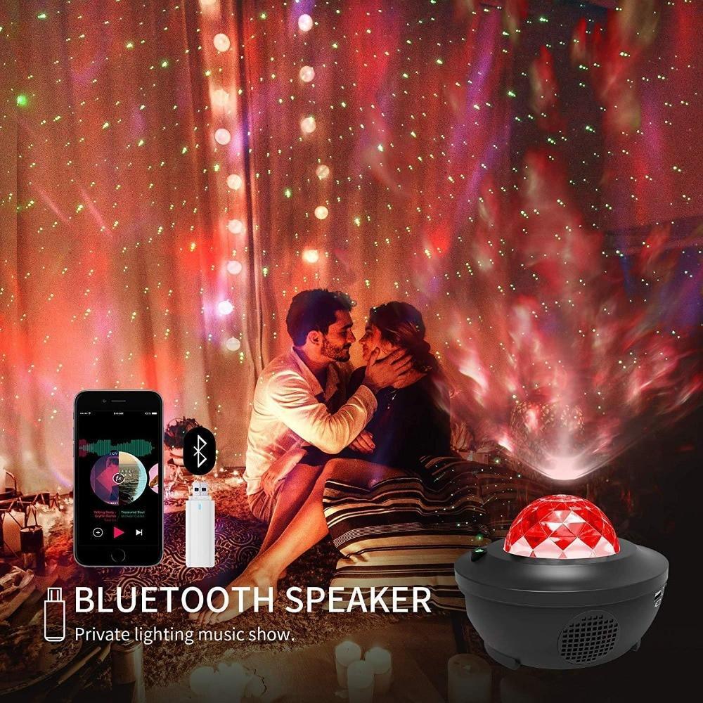 LED Cloud Projector Night Light with Bluetooth Speaker — Ocean Wave & Starry Sky