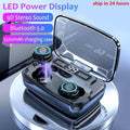TWS Wireless Earbuds — IPX7 Waterproof, 90Hr Battery, LED Display, Noise Cancelling