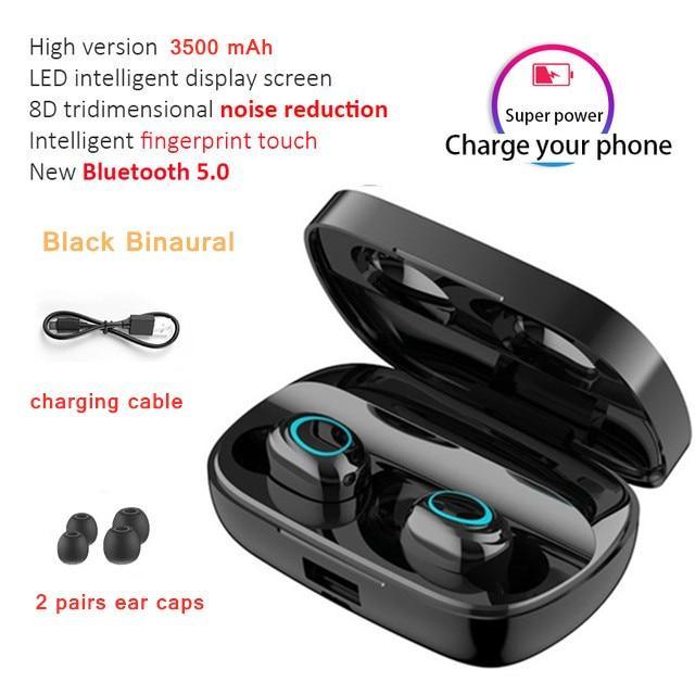 TWS Wireless Earbuds — IPX7 Waterproof, 90Hr Battery, LED Display, Noise Cancelling