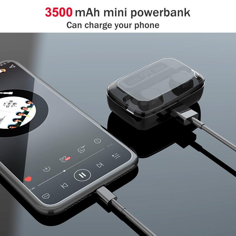TWS Wireless Earbuds — IPX7 Waterproof, 90Hr Battery, LED Display, Noise Cancelling