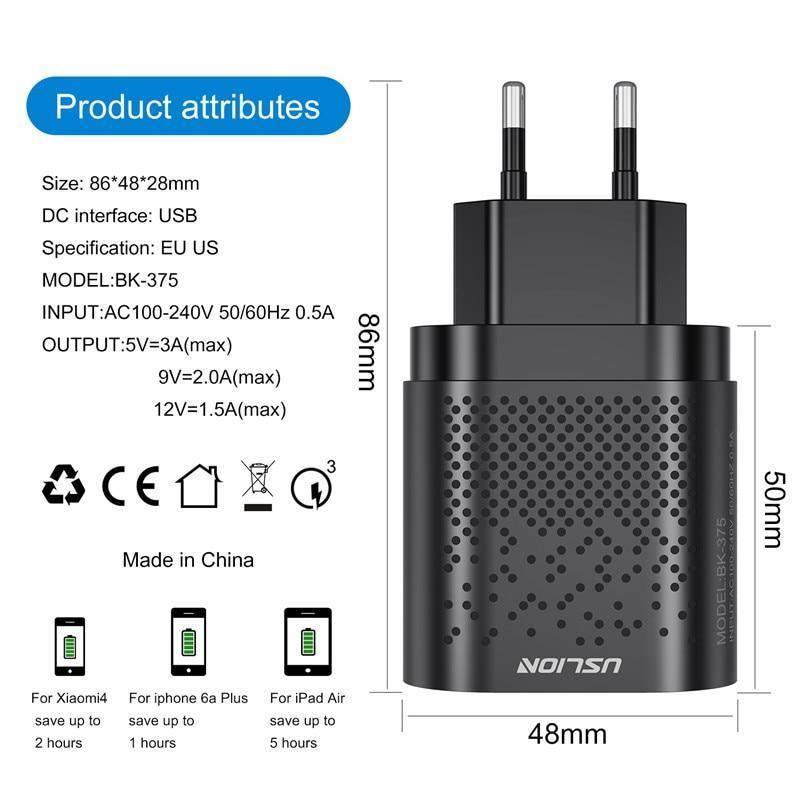 48W 4-Port Fast Wall Charger — Quick Charge 3.0 with Smart IC
