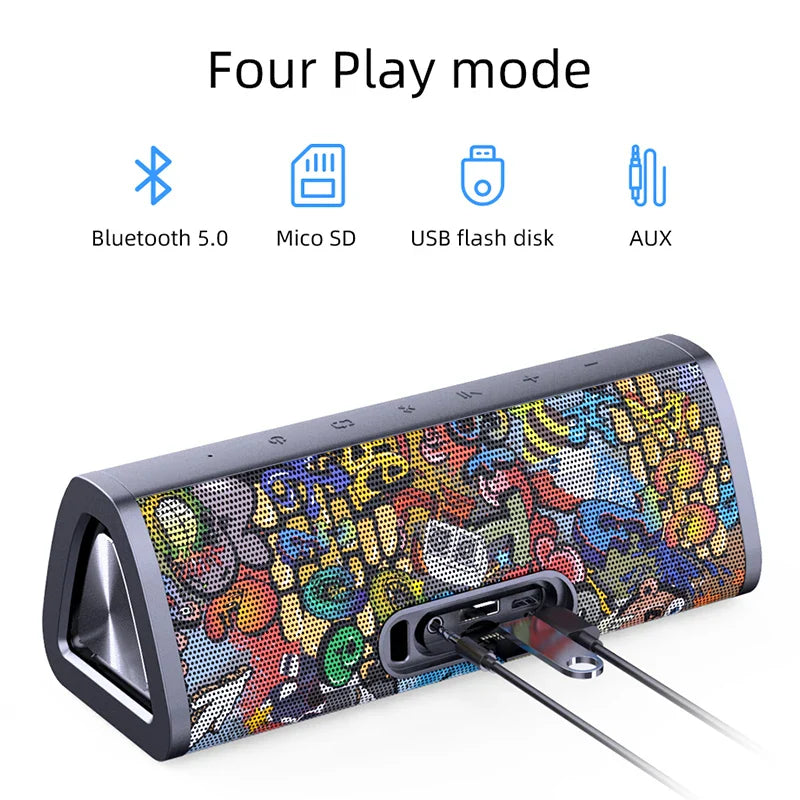 A10+ Portable Bluetooth Speaker — 20W, IPX7 Waterproof, Graffiti Art Design