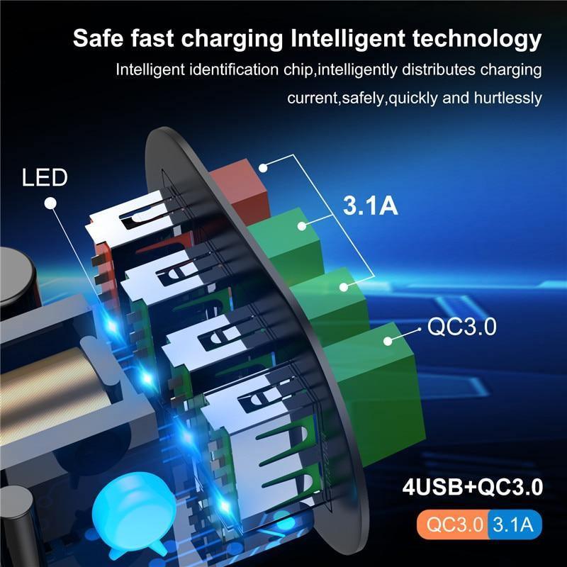 48W 4-Port Fast Wall Charger — Quick Charge 3.0 with Smart IC