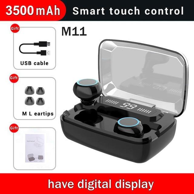 TWS Wireless Earbuds — IPX7 Waterproof, 90Hr Battery, LED Display, Noise Cancelling