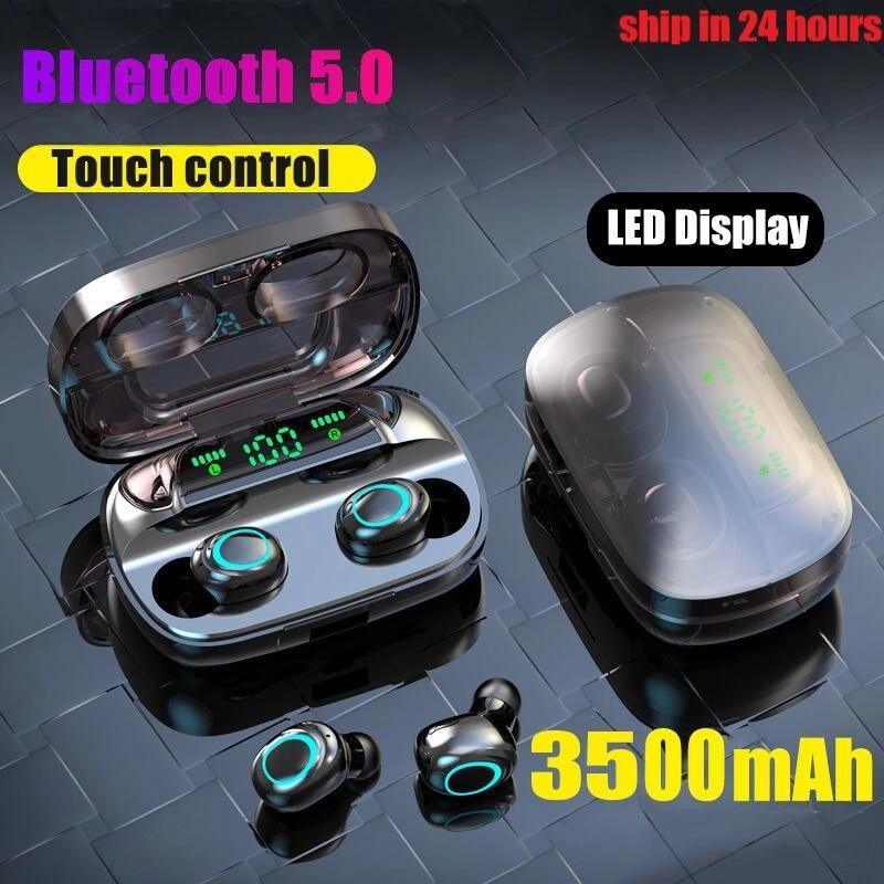TWS Wireless Earbuds — IPX7 Waterproof, 90Hr Battery, LED Display, Noise Cancelling