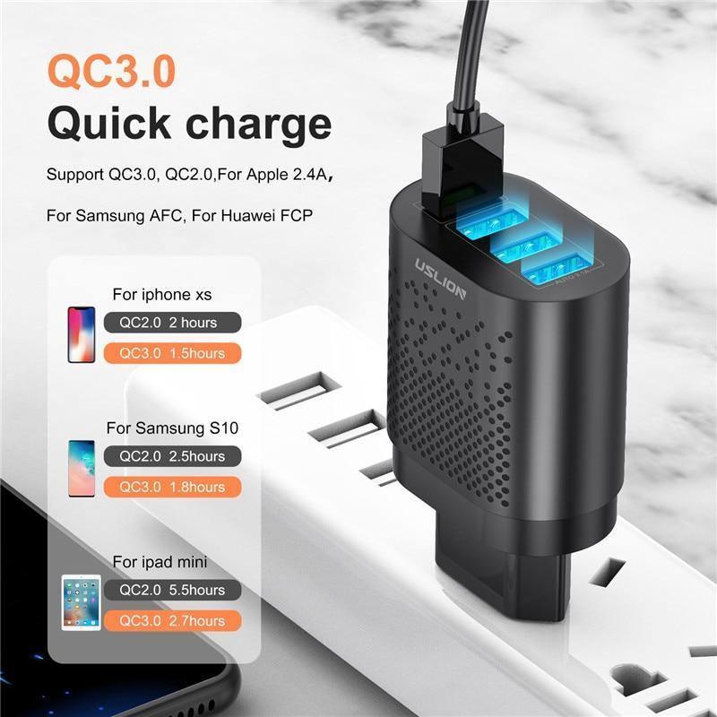 48W 4-Port Fast Wall Charger — Quick Charge 3.0 with Smart IC