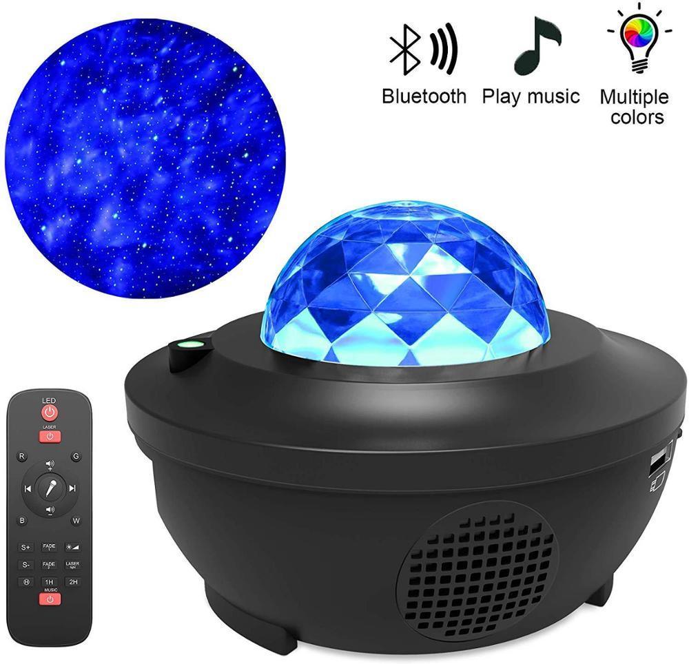 LED Cloud Projector Night Light with Bluetooth Speaker — Ocean Wave & Starry Sky