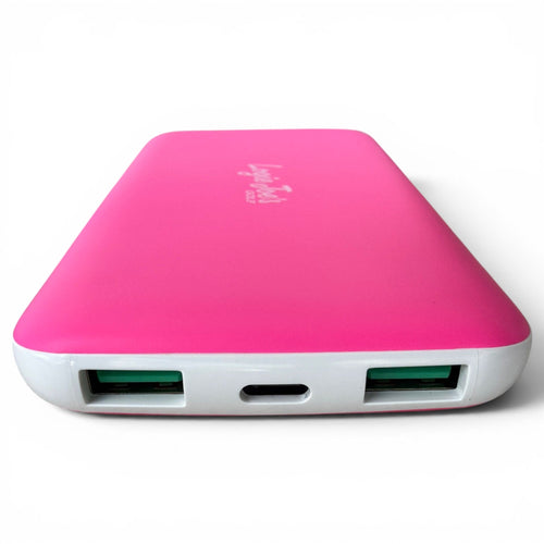10,000mAh Slim Power Bank — Fast Charge USB-C, Neon Pink
