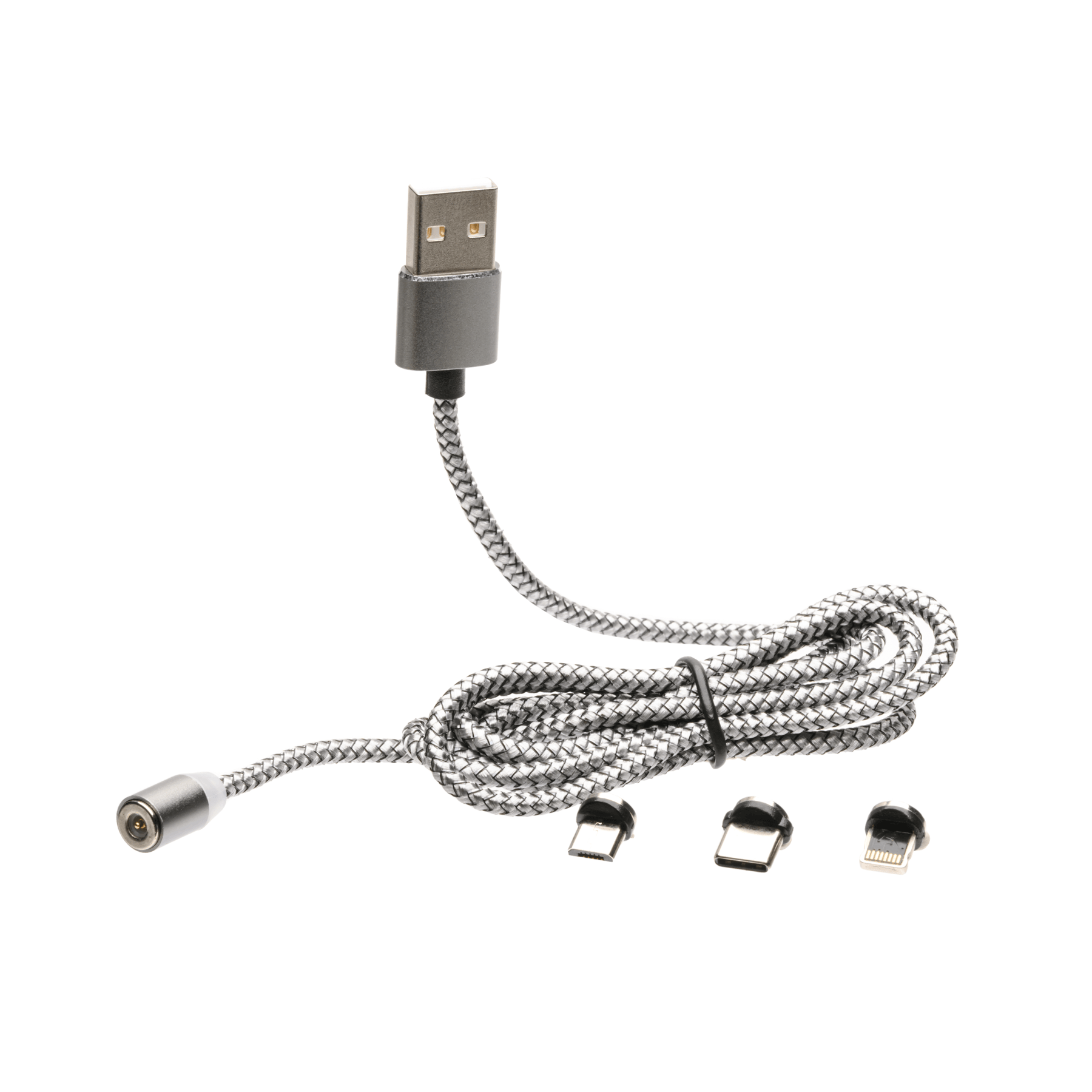 Magnetic 3-in-1 USB Charging Cable — Micro USB, Type-C & Apple Compatible