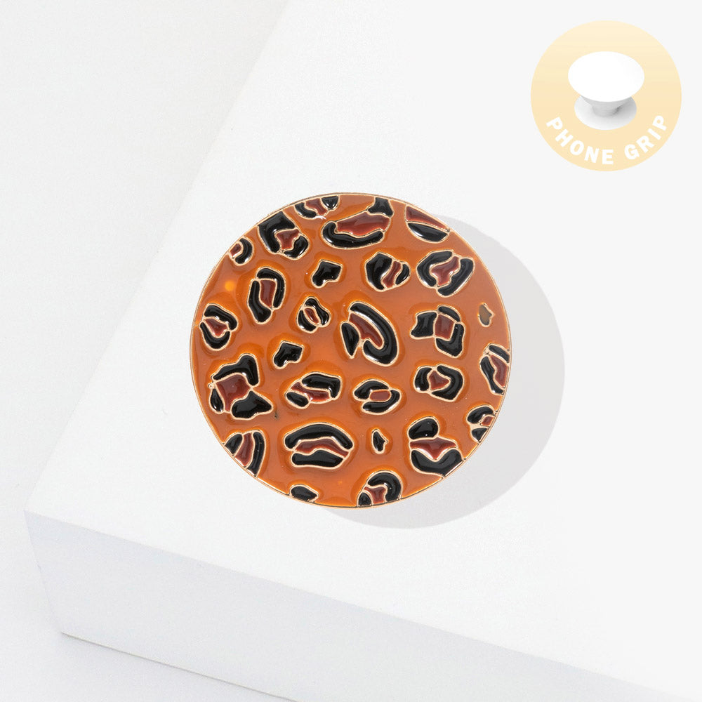 Enamel Leopard Phone Grip & Stand — Adhesive Ring Holder