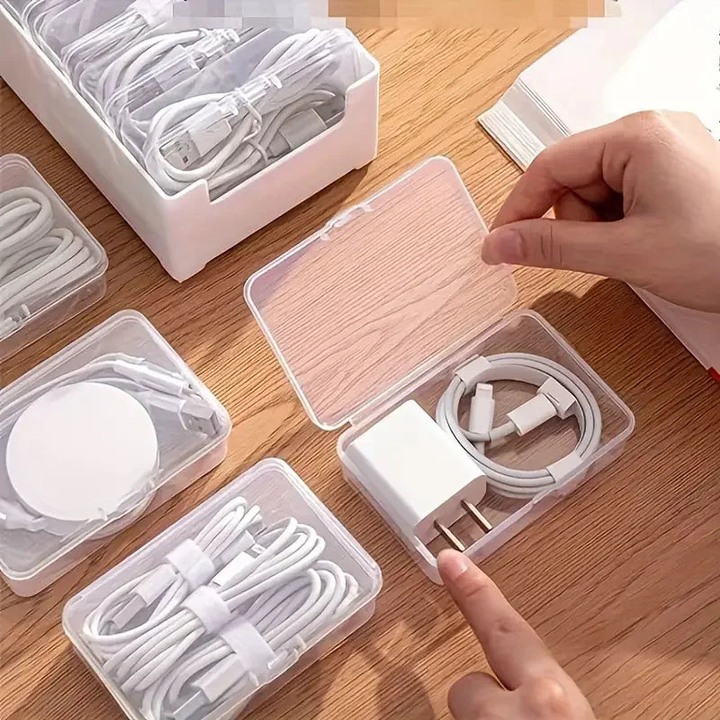 Cable Organizer Storage Box Set | Cord & Device Management for Home & Office