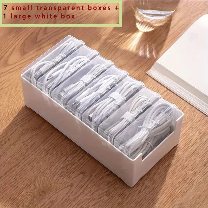 Cable Organizer Storage Box Set | Cord & Device Management for Home & Office