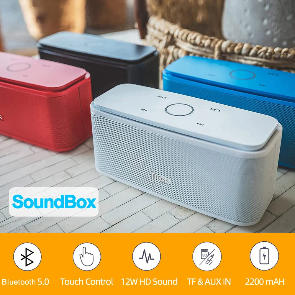 DOSS SoundBox Bluetooth Speaker — 12W, Touch Control, IPX5, 20Hr Battery