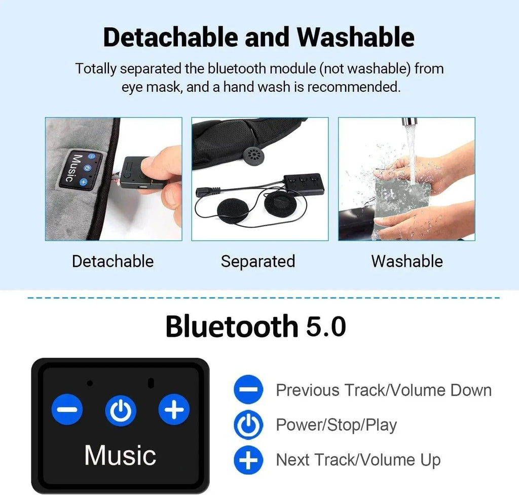 Wireless Sleep Headphones & Eye Mask — Bluetooth 5.0 for Side Sleepers
