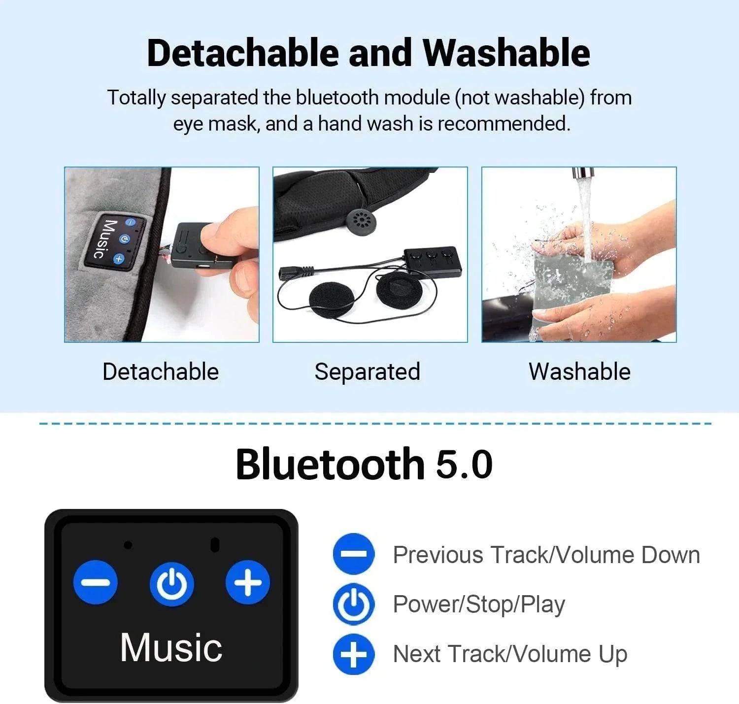 Wireless Sleep Headphones & Eye Mask — Bluetooth 5.0 for Side Sleepers