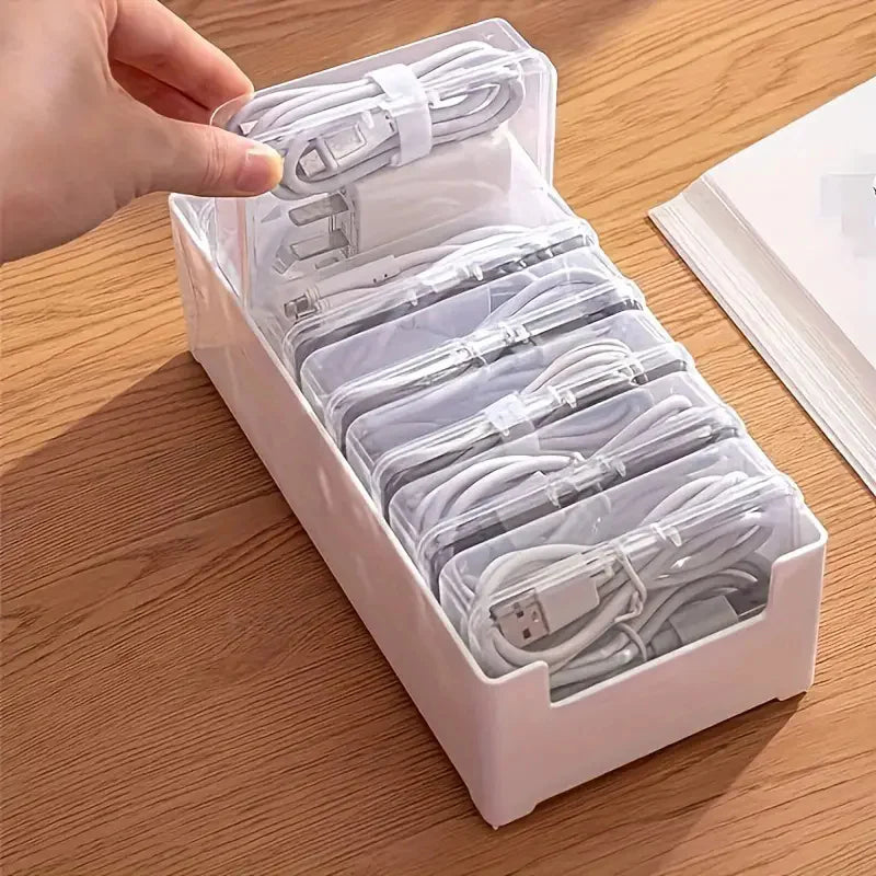 Cable Organizer Storage Box Set | Cord & Device Management for Home & Office