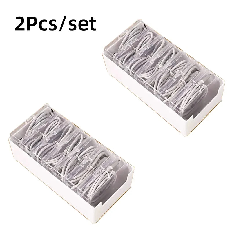 Cable Organizer Storage Box Set | Cord & Device Management for Home & Office