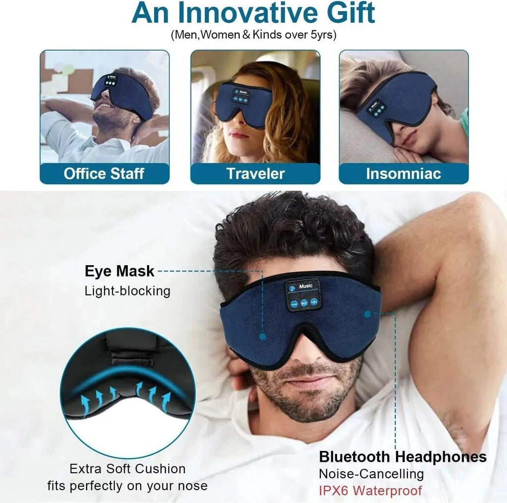 Wireless Sleep Headphones & Eye Mask — Bluetooth 5.0 for Side Sleepers