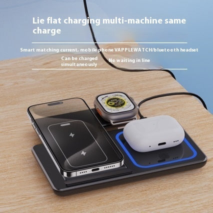3-in-1 Foldable Wireless Charging Station — 15W Fast Charge for iPhone, Watch & AirPods