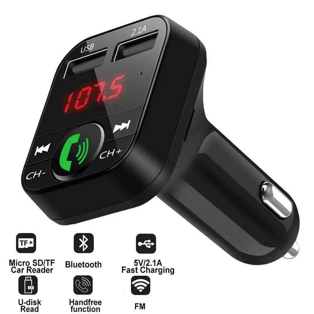 Bluetooth FM Transmitter & Dual USB Car Charger — Hands-Free, Music & Charging