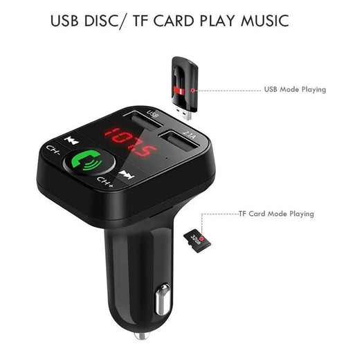 Bluetooth FM Transmitter & Dual USB Car Charger — Hands-Free, Music & Charging