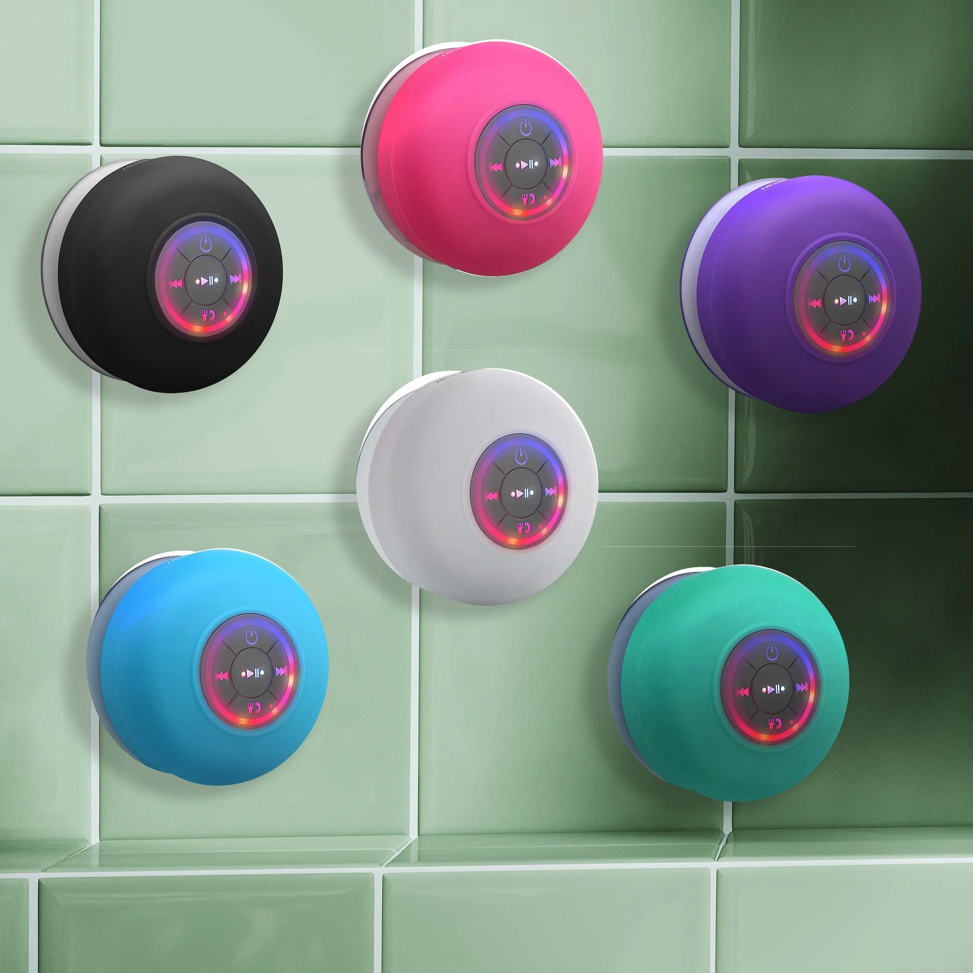 Waterproof Bluetooth Speaker with LED Light — 6 Colors, Portable