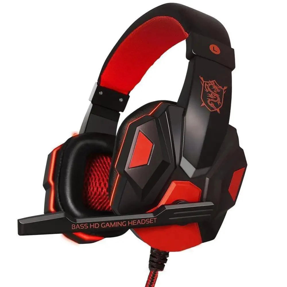 Gaming Headset — Wired, Noise Cancelling Mic, LED Light, Surround Bass
