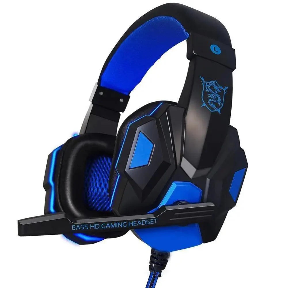 Gaming Headset — Wired, Noise Cancelling Mic, LED Light, Surround Bass
