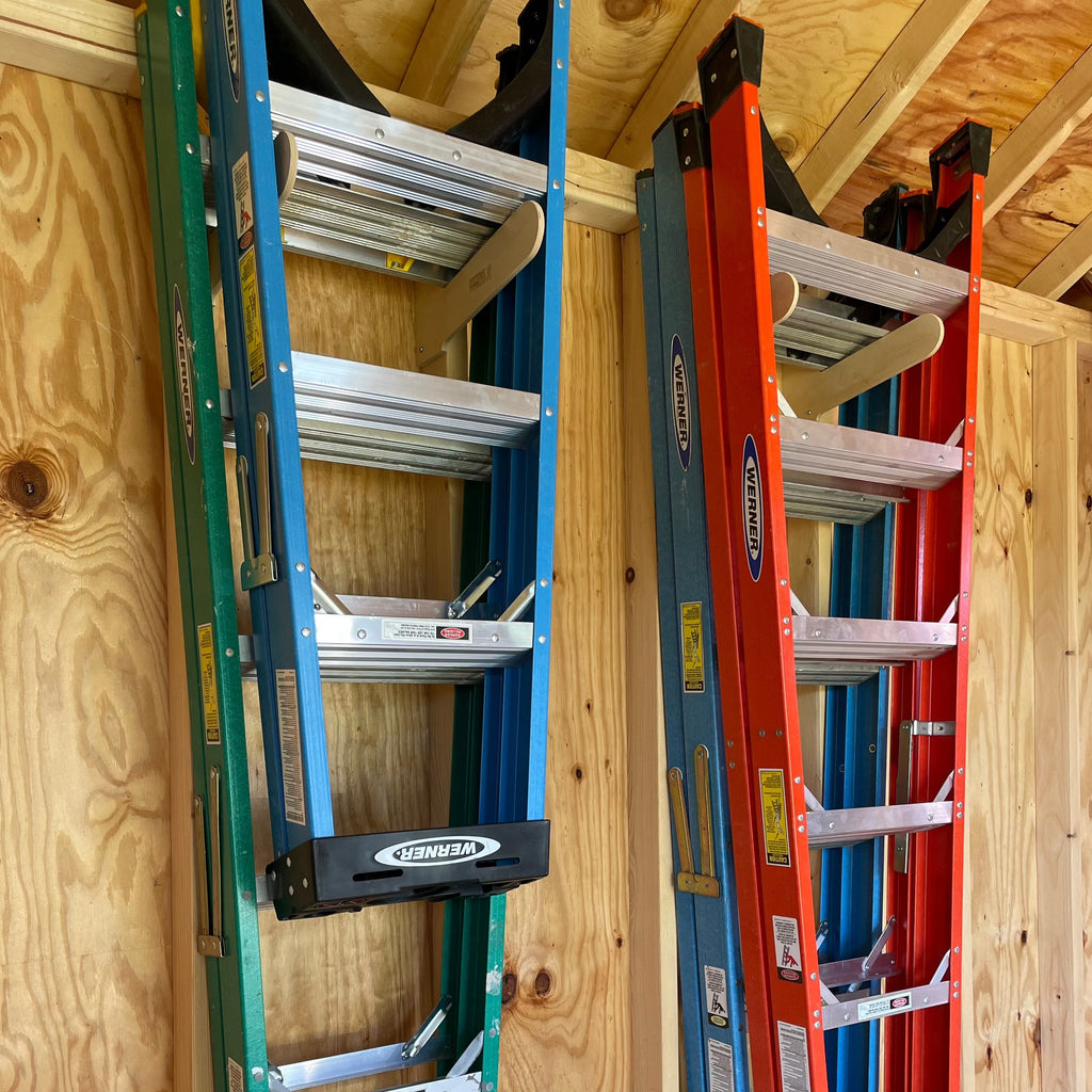HangThis Up Step Ladder Organizer Rack | Stud-Mount Wall Storage for 2 Ladders