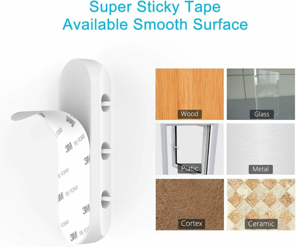 INCHOR Silicone Cable Clips 3-Pack | White Adhesive Cord Organizer (3, 5 & 7 Slots)