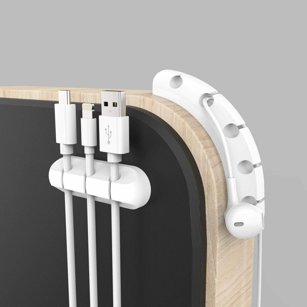 INCHOR Silicone Cable Clips 3-Pack | White Adhesive Cord Organizer (3, 5 & 7 Slots)