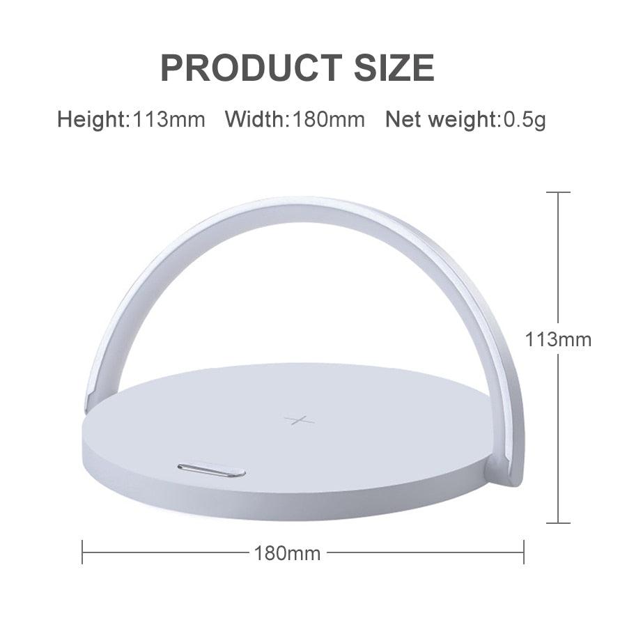 Wireless Charger LED Desk Lamp — Dimmable Touch Light with Phone Holder
