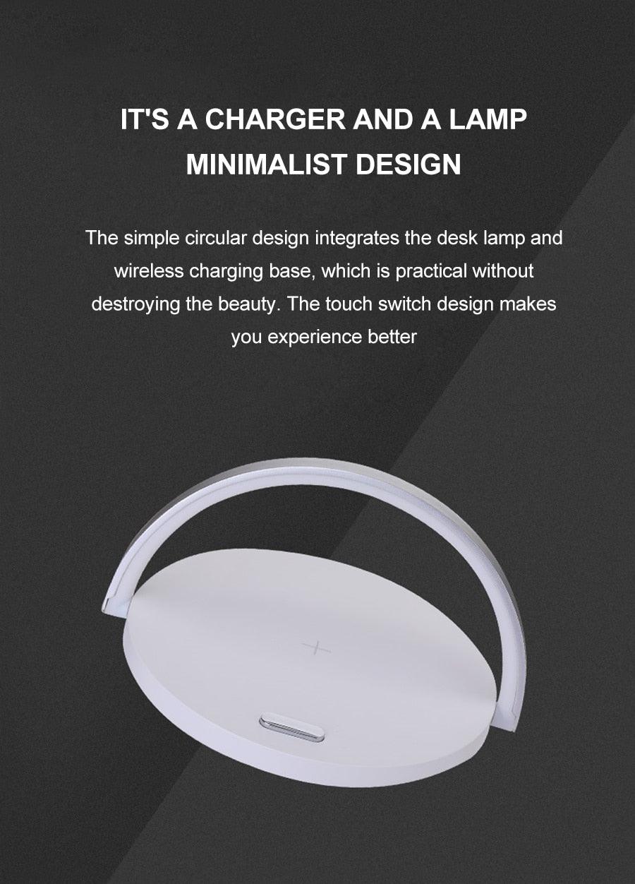 Wireless Charger LED Desk Lamp — Dimmable Touch Light with Phone Holder
