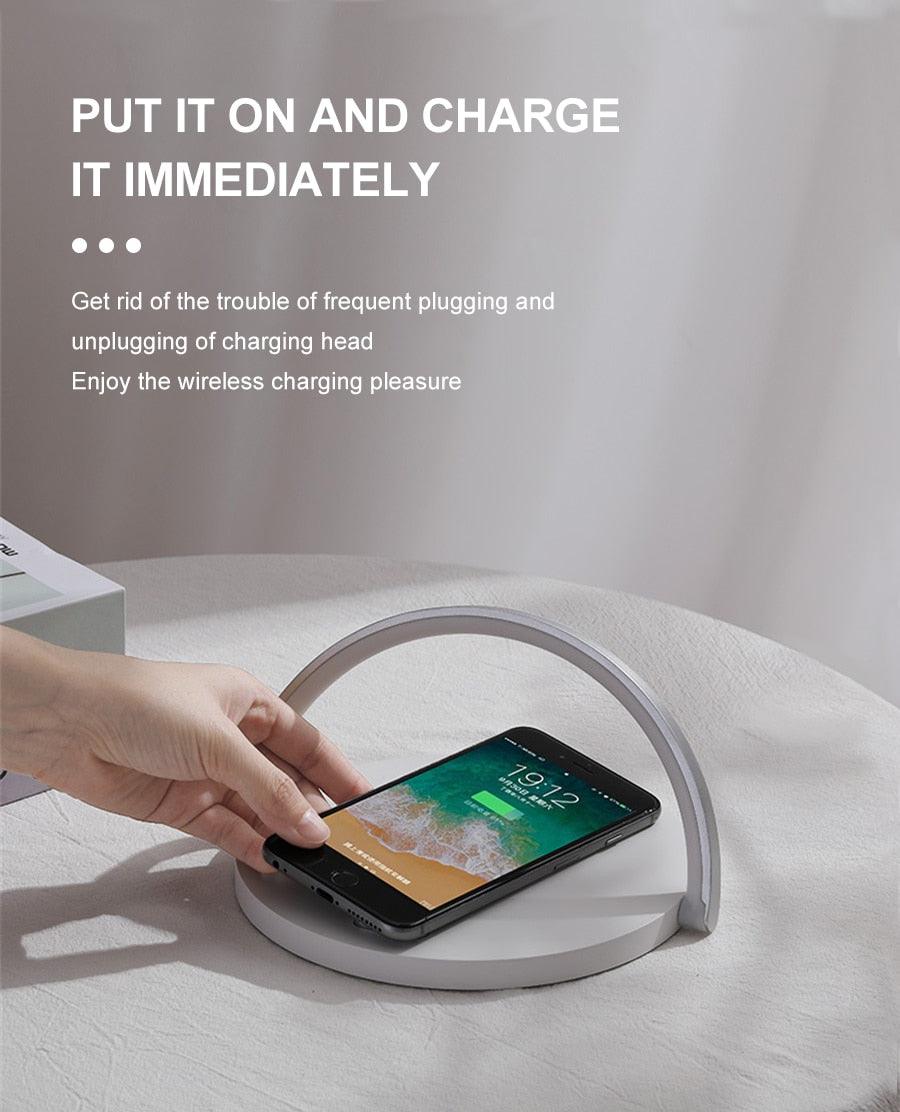 Wireless Charger LED Desk Lamp — Dimmable Touch Light with Phone Holder