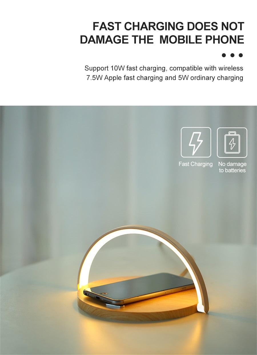 Wireless Charger LED Desk Lamp — Dimmable Touch Light with Phone Holder