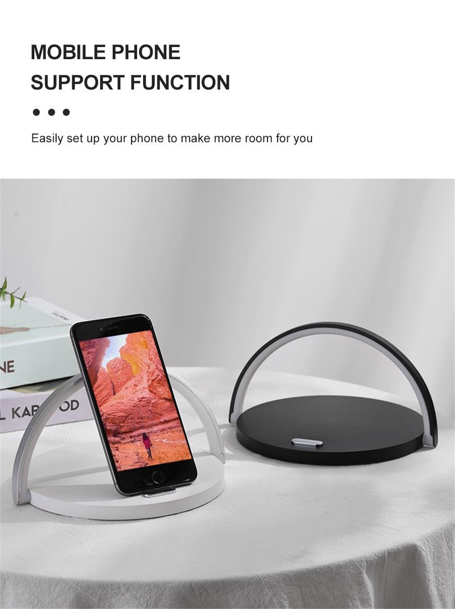 Wireless Charger LED Desk Lamp — Dimmable Touch Light with Phone Holder