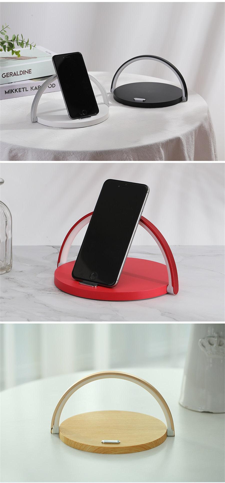 Wireless Charger LED Desk Lamp — Dimmable Touch Light with Phone Holder