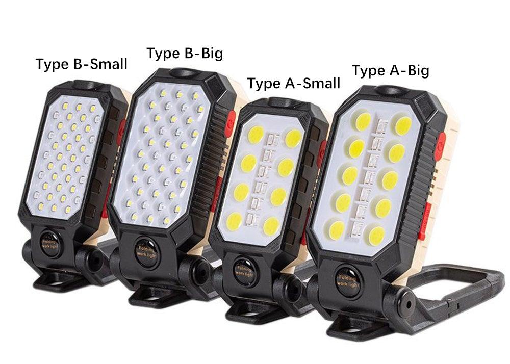 Rechargeable LED Work Light & Flashlight — 10,000mAh, Solar + USB, Waterproof