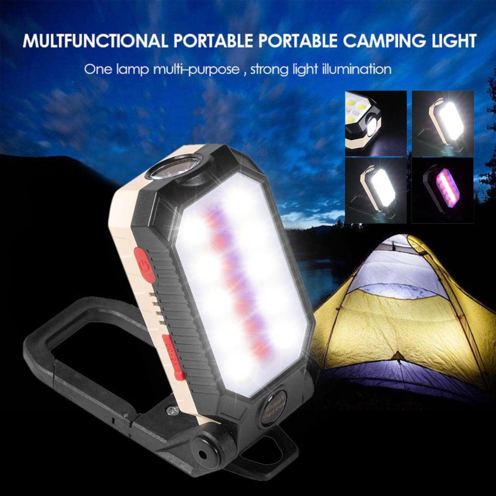 Rechargeable LED Work Light & Flashlight — 10,000mAh, Solar + USB, Waterproof