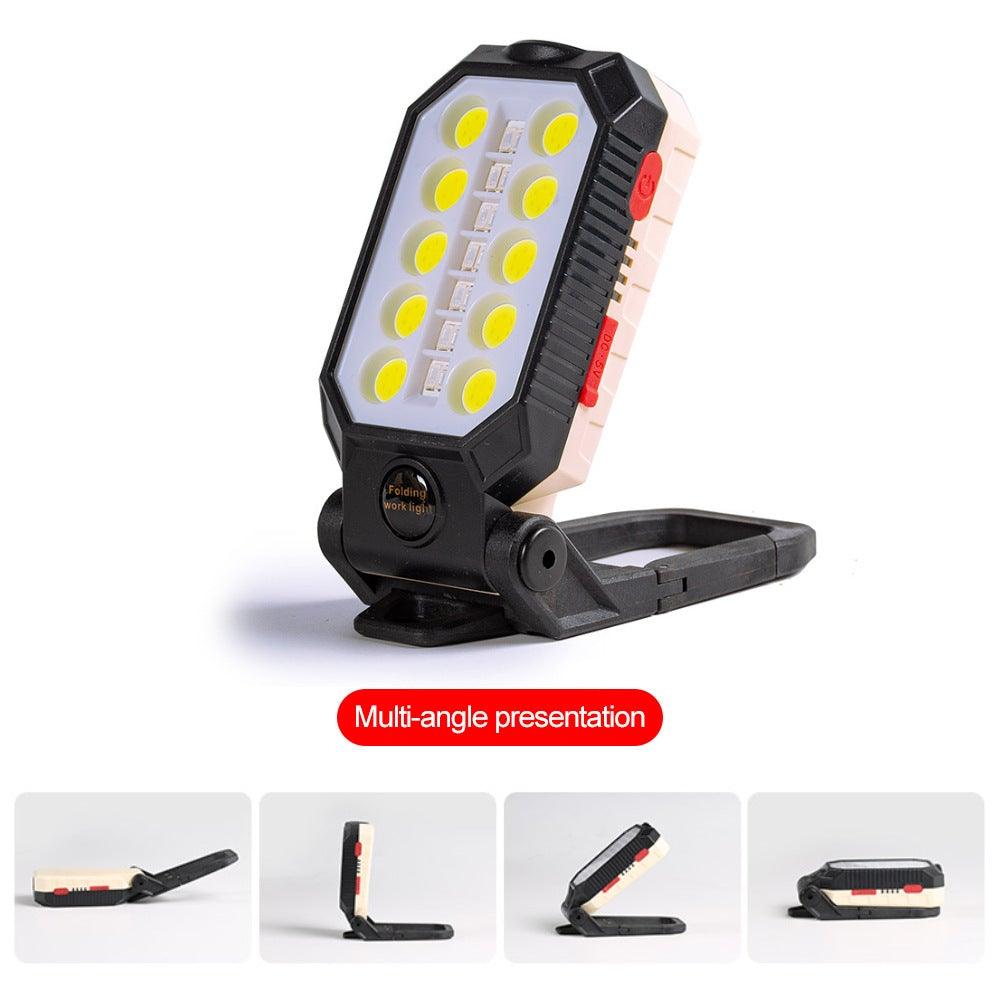 Rechargeable LED Work Light & Flashlight — 10,000mAh, Solar + USB, Waterproof