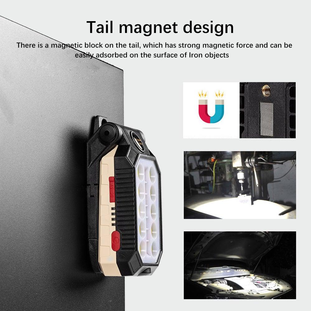 Rechargeable LED Work Light & Flashlight — 10,000mAh, Solar + USB, Waterproof