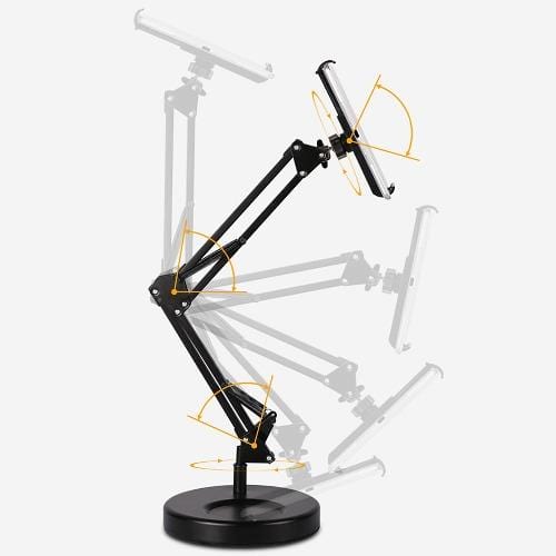 Aluminum Gooseneck Phone & Tablet Stand — 360° Rotation, 4.7"–11"
