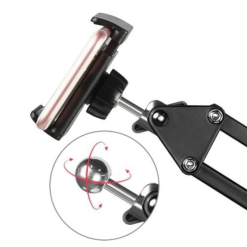 Aluminum Gooseneck Phone & Tablet Stand — 360° Rotation, 4.7"–11"