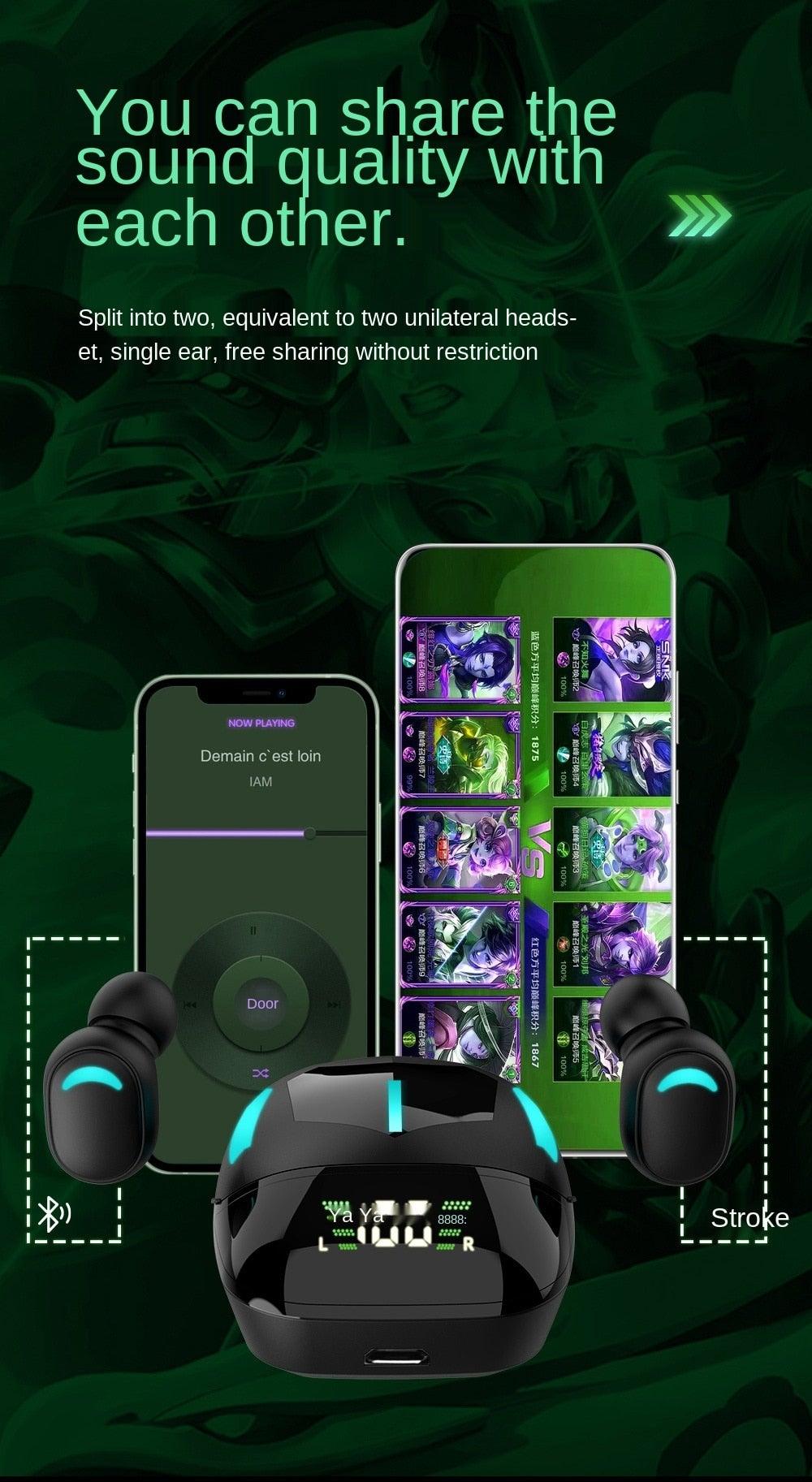 Sports Wireless Earbuds — Bluetooth 5.1, LED Display, Waterproof, Touch Control